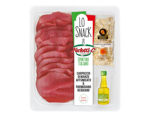 Carpaccio van gerookt rundvlees en parmezaanschilfers - 10x100g