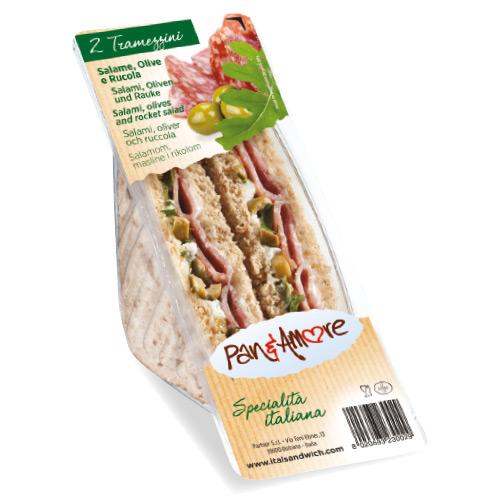 tramezzino integrale salame, olive e rucola – 6x130g