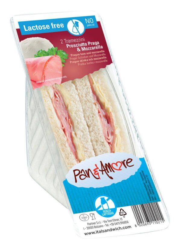 Laktosefreier Tramezzino mit Prager Schinken und Mozzarella - 6x135g