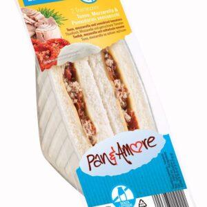 tramezzino sem lactose com atum, mozzarella e tomate semi-seco - 6x135g