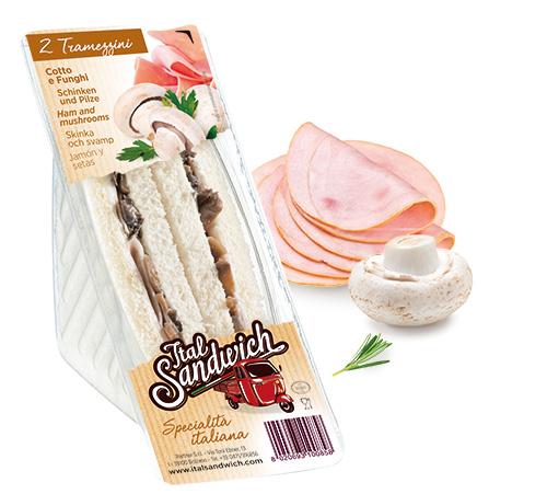 duplo tramezzino com presunto cozido e cogumelos - 6x150g