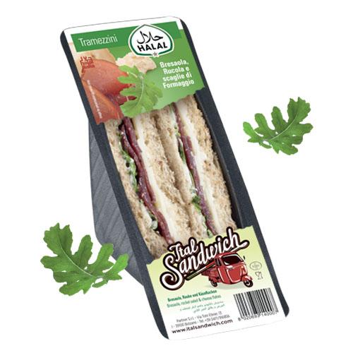 Sanduíche Halal, bresaola, foguete e queijo - 6x130g